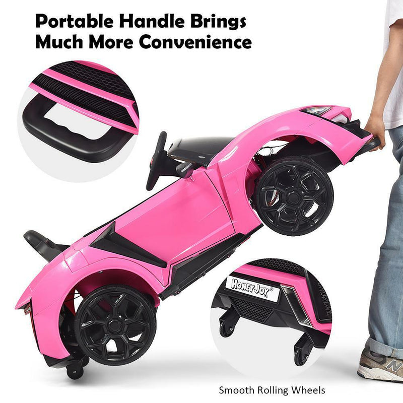 2.4G Remote Control Pink Ride On Car with Openable Lights for Kids - Electric Vehicle