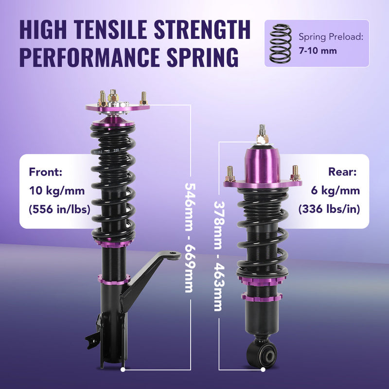 2000-2006 Honda Civic VII Coilovers for EM2 ES ET Saloon – 4PCS Flashark