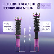 2000-2009 Honda S2000 Base Convertible 2D 2.0 DOHC Coilover Shock Absorbers Struts 4PCS Flashark