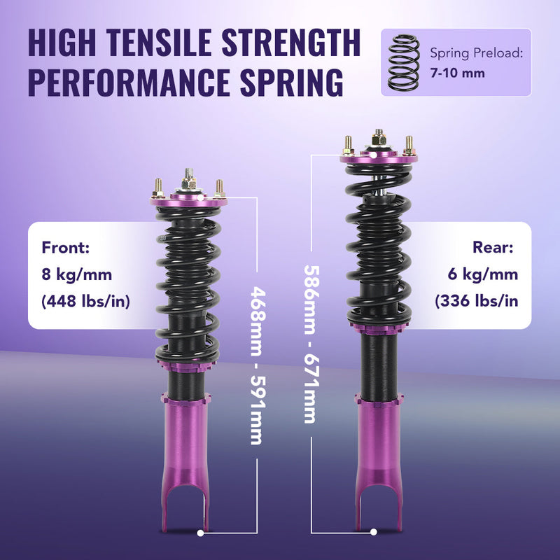 2000-2009 Honda S2000 Base Convertible 2D 2.0 DOHC Coilover Shock Absorbers Struts 4PCS Flashark