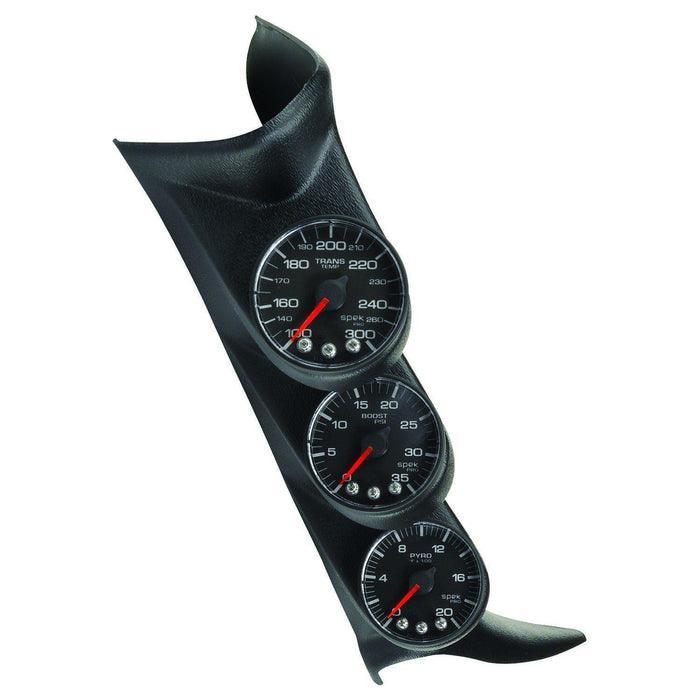 2001-2007 Duramax LB7/LLY/LBZ Spek-Pro Black on Black Antiglare Triple Pillar Gauge Kit (P73021)