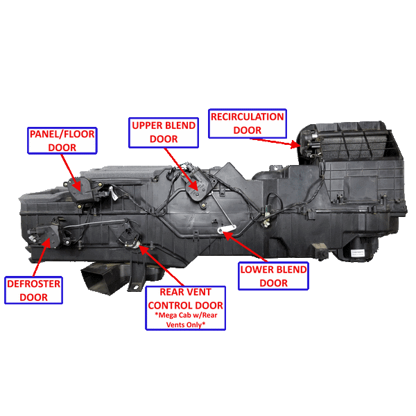 2002-2009 Cummins 5.9L/6.7L 3rd Gen Blend Door Complete Repair Kit Mega Cab - Rear Vent Only (BLND-02-09-MG)