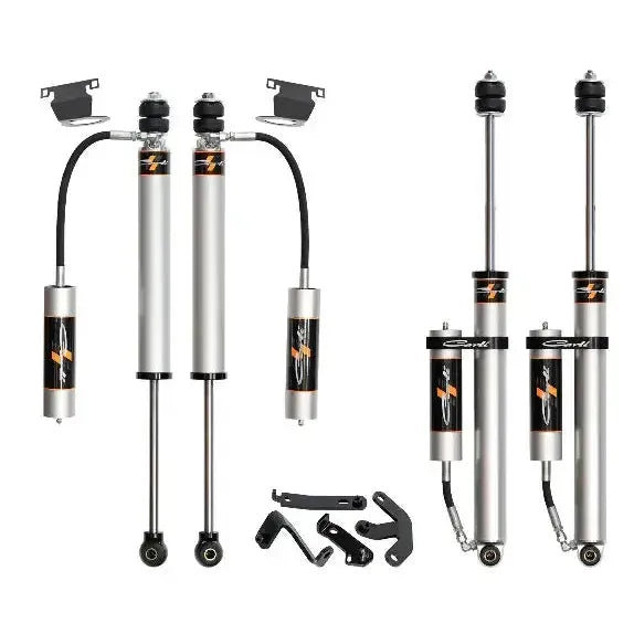2005-2024 Powerstroke Carli Pathfinder 2.5 Level Height Remote Shocks & Reservoir Mounts (CS-FLVLSPKG-CS25RR-A)