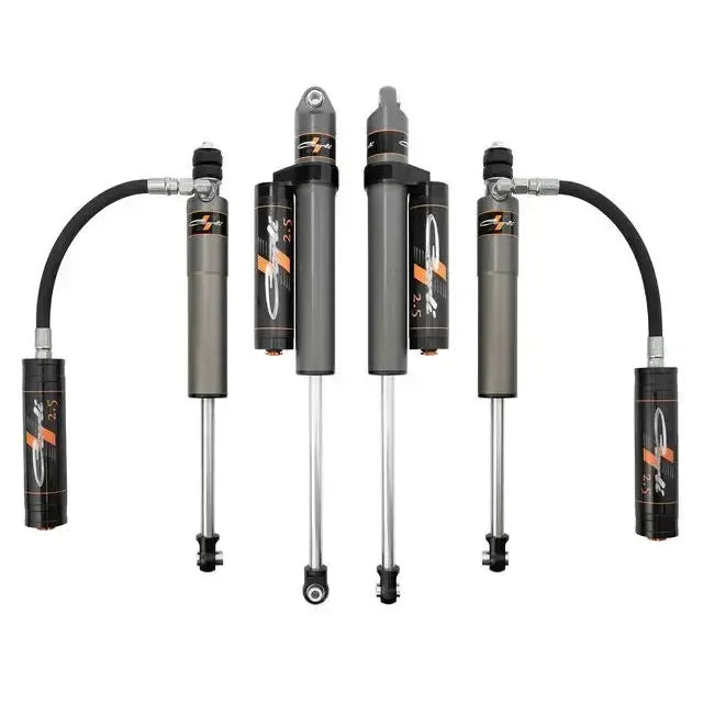 2005-2024 Powerstroke Carli Pathfinder 2.5 Level Height Remote Shocks & Reservoir Mounts (CS-FLVLSPKG-CS25RR-A)