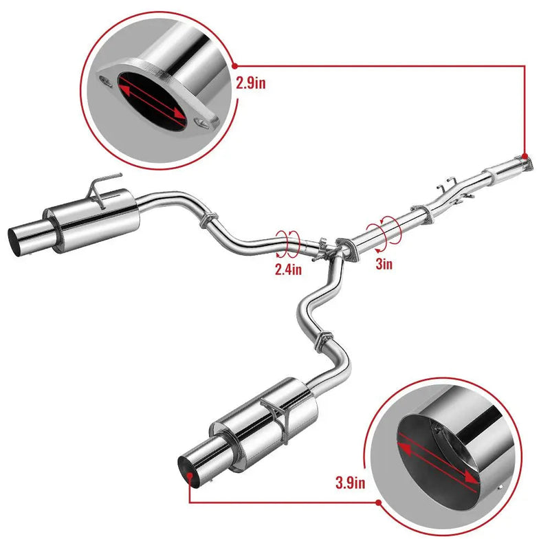 2007-2012 Nissan Altima V6 4 Inches Rolled Muffler Tip Catback Exhaust System Flashark