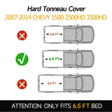 Trucktok 2007-2014 Chevy Silverado Sierra 6.5FT 3-Fold Hard Bed Tonneau Cover TruckTok