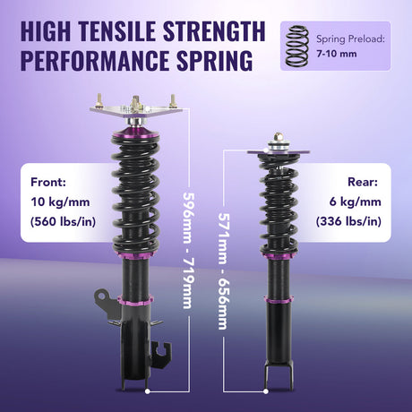 2007-2013 Nissan Altima Sedan (L32) & Coupe (D32) Coilover Suspension Kit 4PCS - Adjustable Damper, Height Lowering