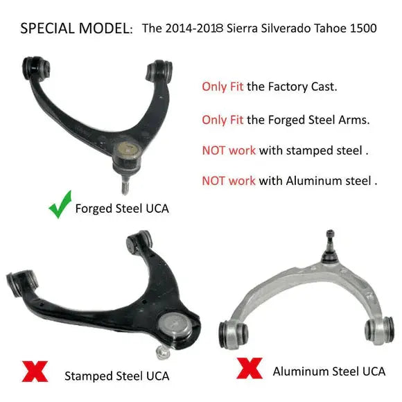 2007-2018 Chevrolet Chevy Silverado GMC Sierra Yukon 1500 Cadillac Lifted Front Upper Control Arms 2 Inch-4 Inch