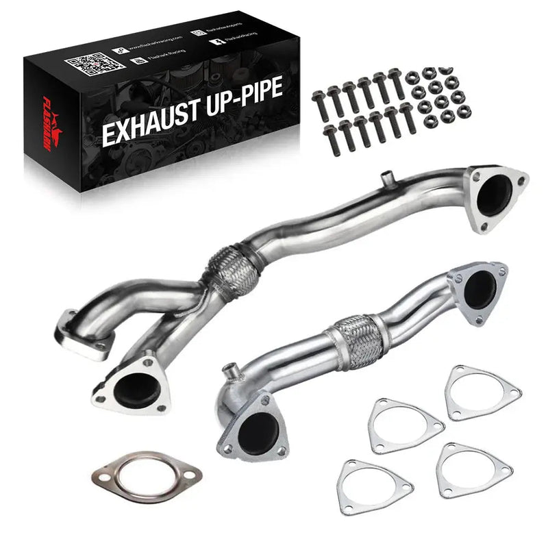 For 2008-2010 6.4L Ford Powerstroke Diesel Heavy Duty Polished Exhaust Up-Pipe Flashark