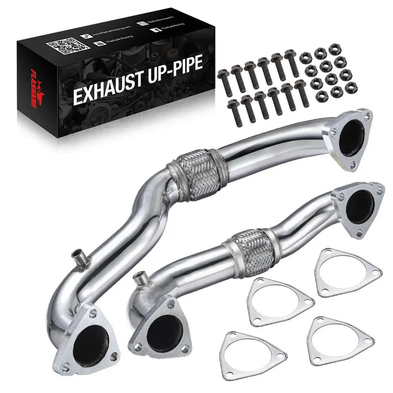 For 2008-2010 6.4L Ford Powerstroke Diesel Heavy Duty Polished Exhaust Up-Pipe Flashark