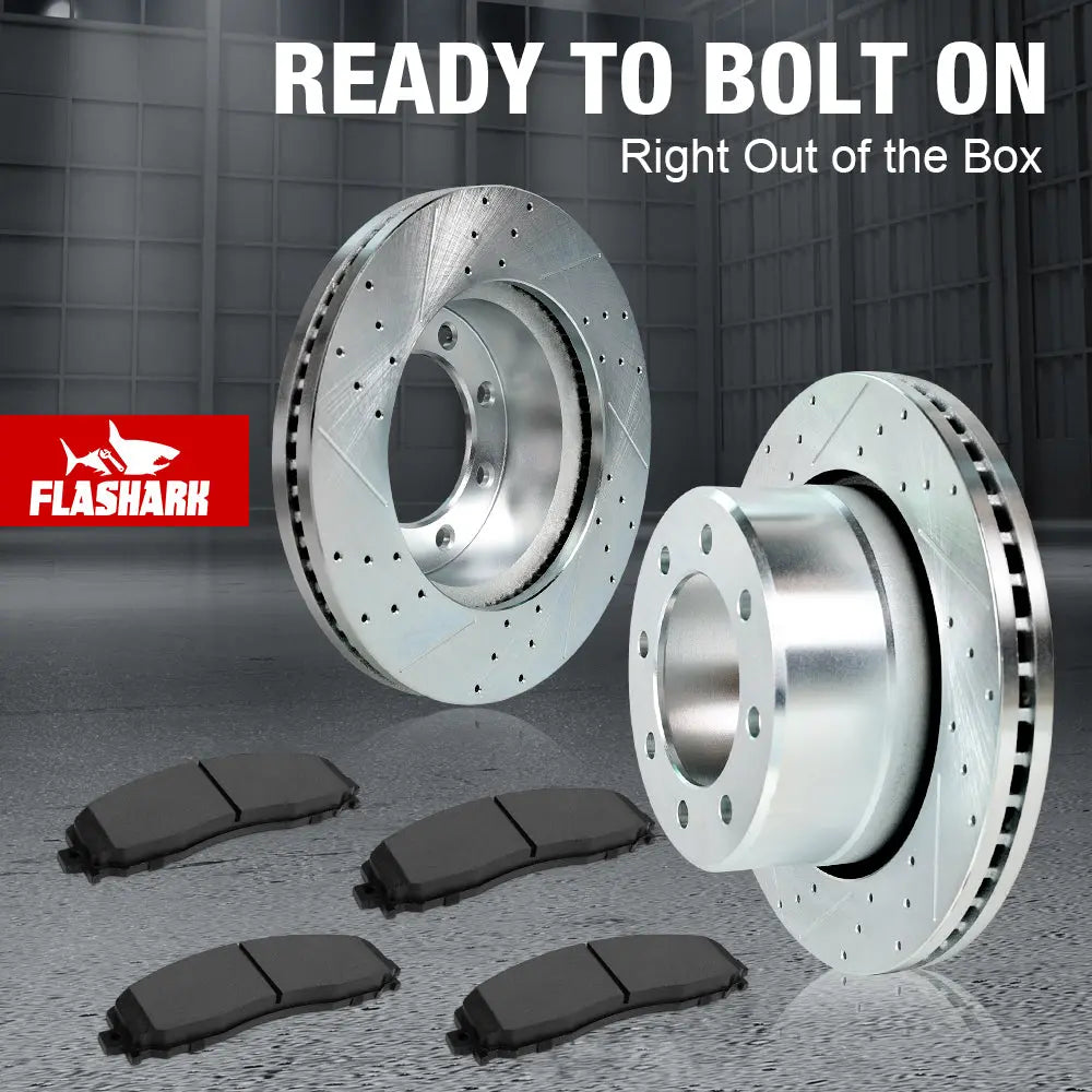 For 2009-2018 Dodge Ram 2500 3500 Brake Rotors and Pads Kit - Front and Rear Flashark