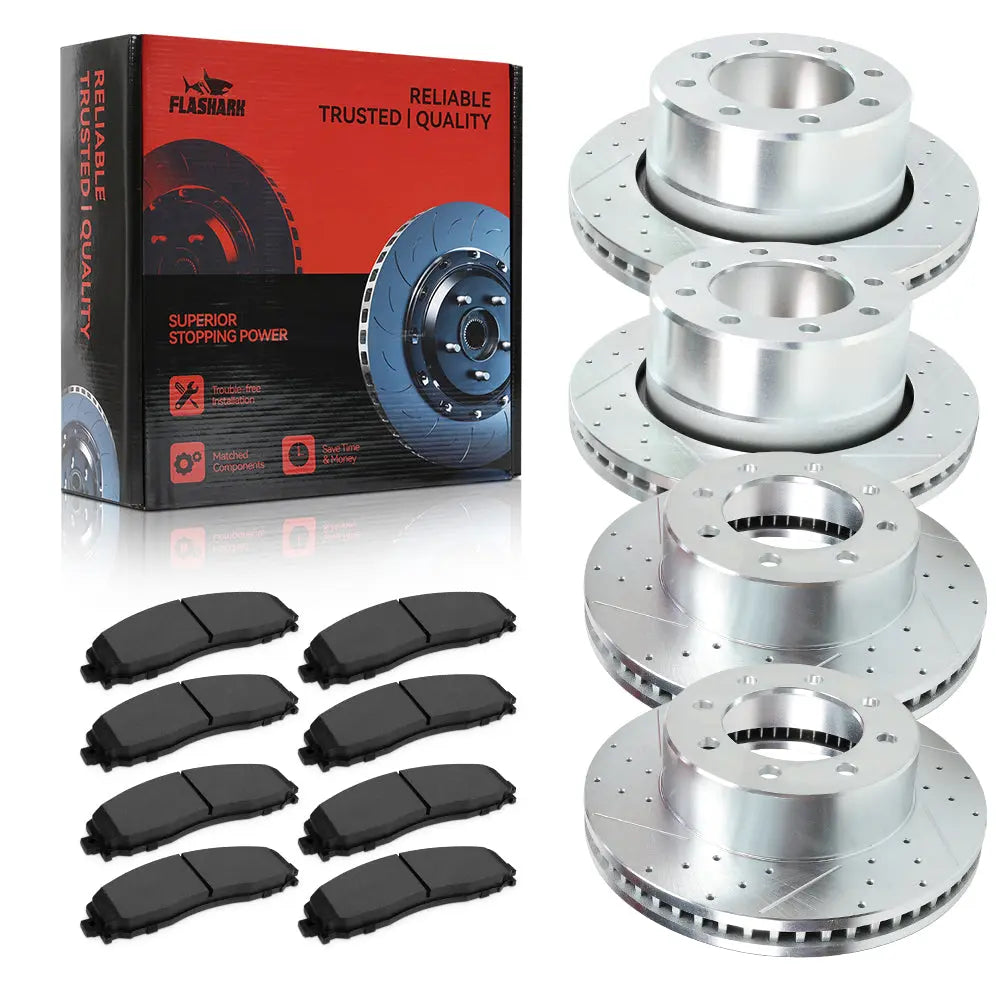For 2009-2018 Dodge Ram 2500 3500 Brake Rotors and Pads Kit - Front and Rear Flashark