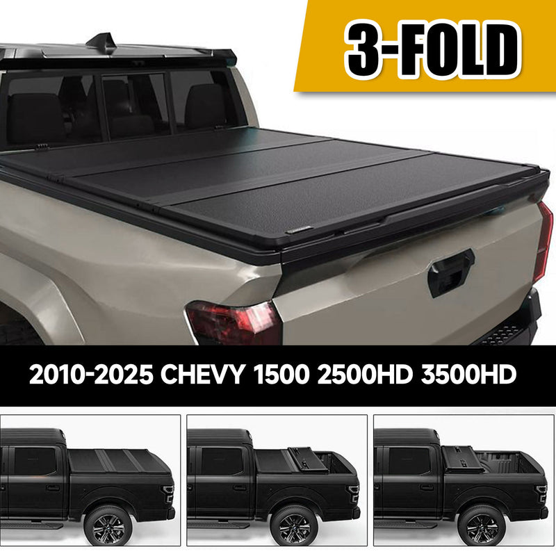 Trucktok 2010-2025 Chevy Silverado Sierra 8FT 3-Fold Hard Bed Tonneau Cover