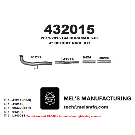 2011-2015 Duramax LML 4" Car & DPF Race Pipe w/ Muffler (431029)