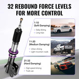 2013-2020 Ford Fusion Coilover Shock Absorbers Struts w/ 32-Way Damping Force Adjustment