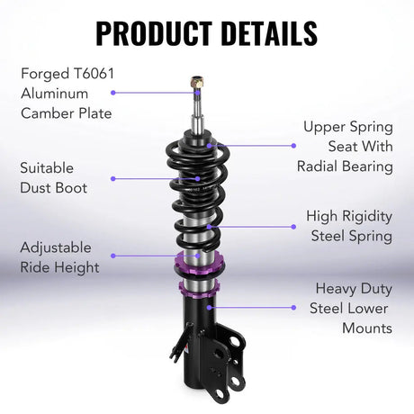 2013-2020 Ford Fusion Coilover Shock Absorbers Struts w/ 32-Way Damping Force Adjustment