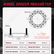 2014-2022 Dodge Ram 2500 3500 / 1988-2013 Chevrolet Silverado GMC 8X6.5 Inches Wheel Spacers 4PCS Flashark