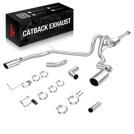 Catback Exhaust System For 2015-2020 Ford F150 2.7L 3.5L 5.0L 3-Inch W/ Black/Polished Muffler Tips Flashark