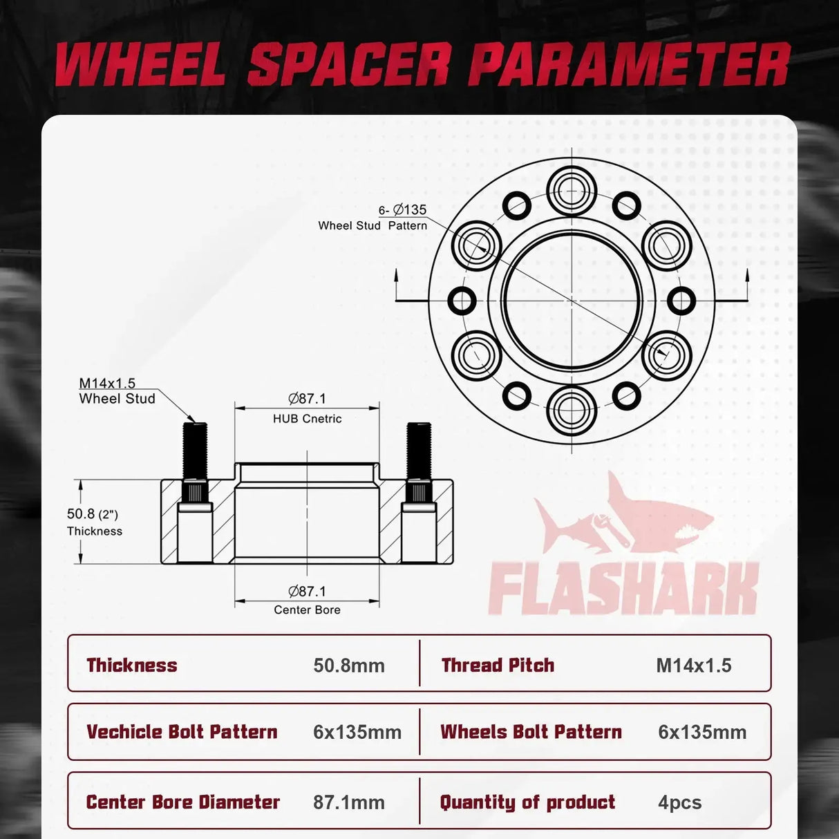 For 2015-2022 Ford F150 / Lincoln Navigator 1.25/1.5/2 Inches 6x135mm Wheel Spacers 4PCS