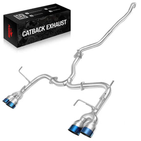 Catback&Axleback Exhaust System for 2015-2021 Subaru WRX / STI, 4-inch Quad Muffler Tips, N1 Style Burnt Tip Flashark