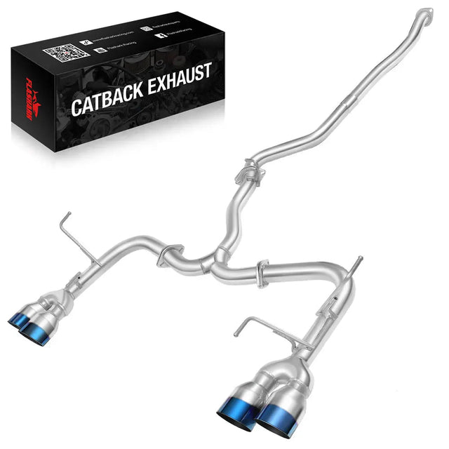 Catback&Axleback Exhaust System for 2015-2021 Subaru WRX / STI, 4-inch Quad Muffler Tips, N1 Style Burnt Tip Flashark