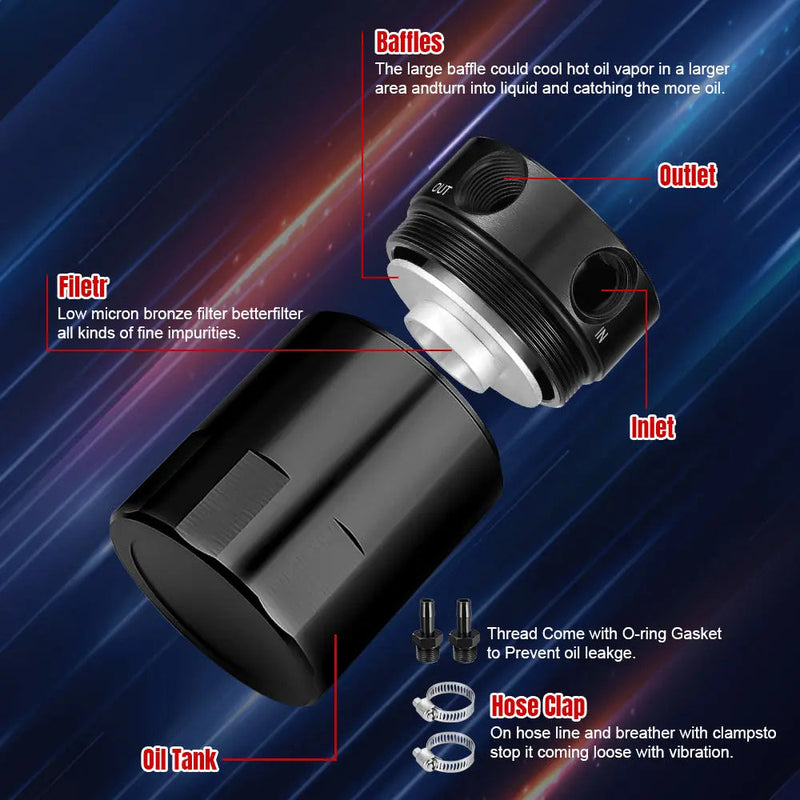 For 2017-2024 Honda Civic Type R Baffled Oil Catch Can PCV Side Flashark