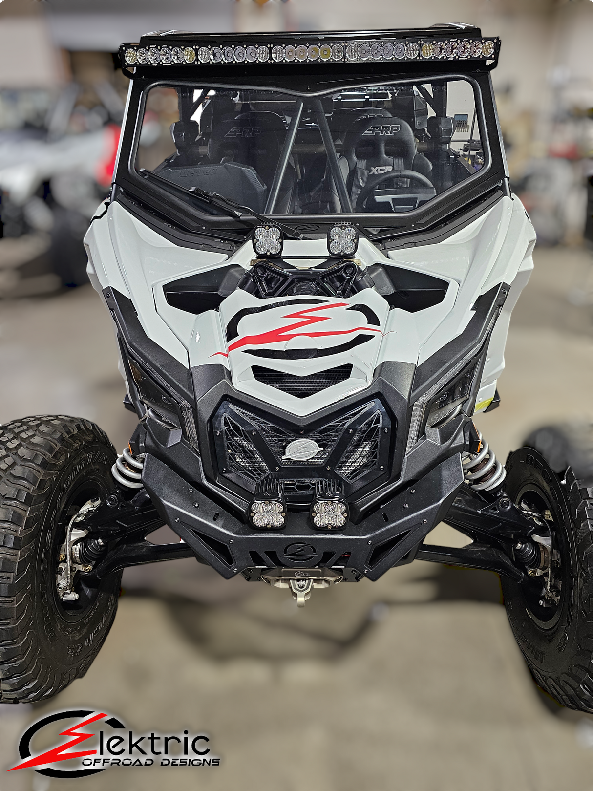 EOD 2017 to Current Can Am X3 Maverick Upper Shock Mount Brace with adjustable light mount bracket with Black finish www.elektricoffroad.com