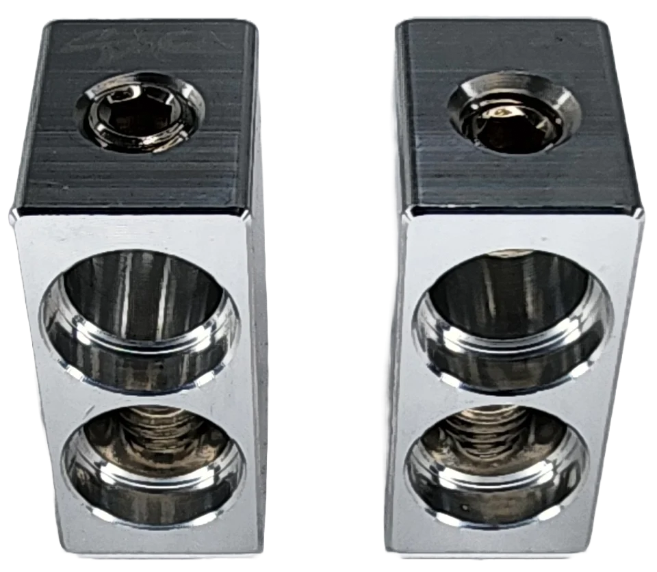 Sky High Car Audio Dual 1/0 AWG to Single 1/0 Amp Input Reducers (Pair)