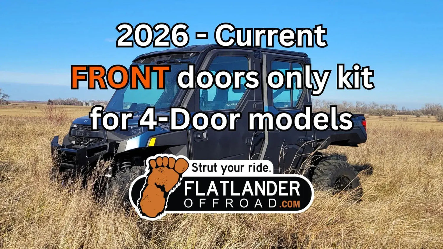 2026 - Current FRONT ONLY door strut kit for 4-Door Polaris Ranger 1000 and XP1000 Flatlander Offroad