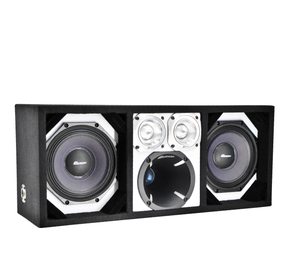 KTPON-208WHITE / DUAL 8" WHITE/BLACK  LOADED PORTED BOX (With Tweeters + Driver) Comando Audio Inc.