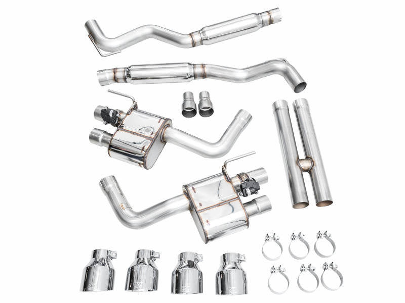 AWE 2024 Ford Mustang Dark Horse S650 RWD SwitchPath Catback Exhaust w/ Quad Chrome Silver Tips