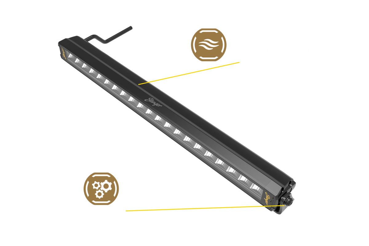 HEXCORE Universal 20" Straight LED Light Bar, Flood Beam with Amber & White Position Light | STL20LB Stinger