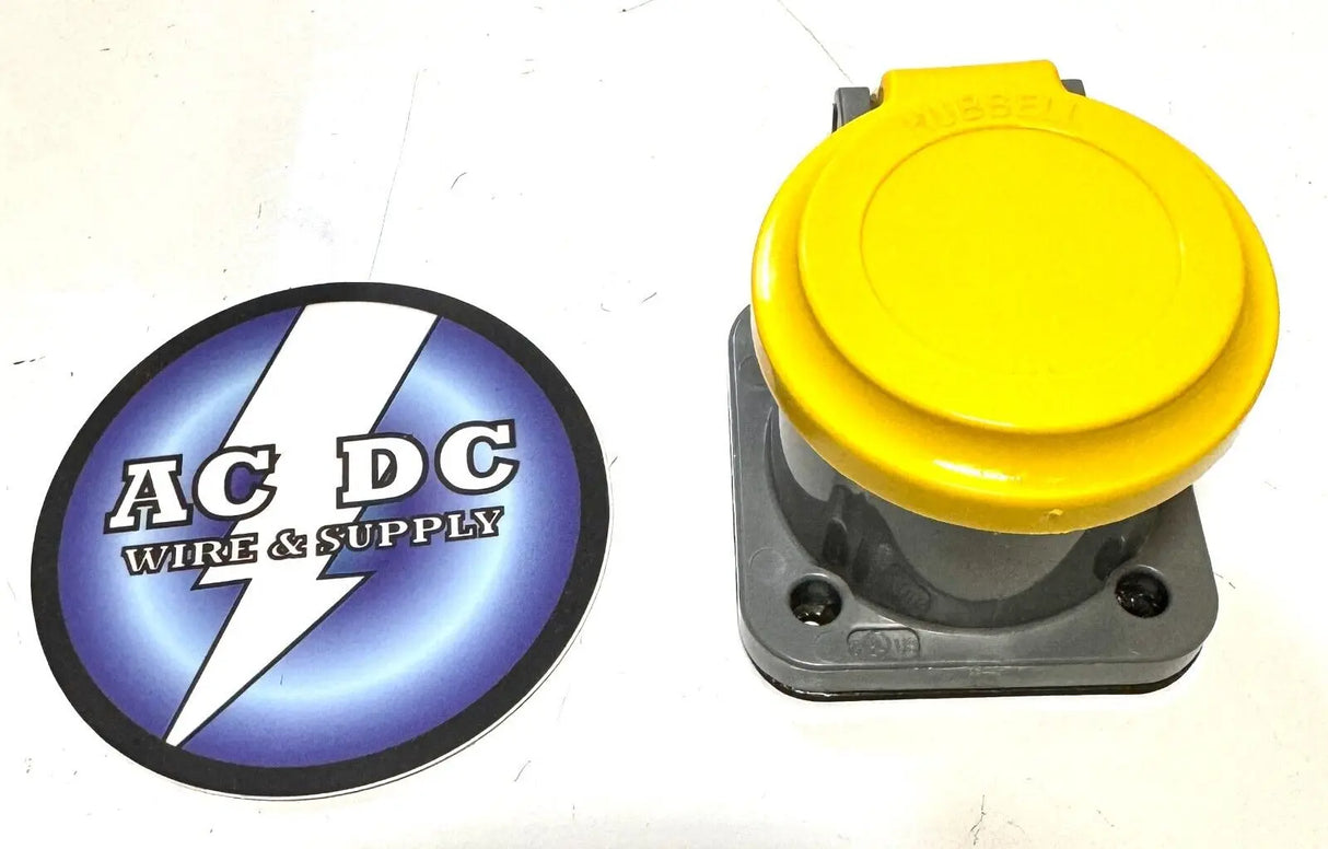 Hubbell HBLNCY Single Pole Connector, Non-Met Cover, YELLOW Camlock series 16 Hubbell