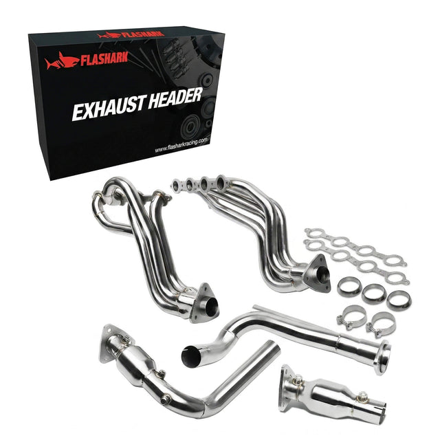 Exhaust Header for 1999-2006 Chevy Silverado/Avalanche/Suburban/Tahoe GMC Sierra/Yukon GMT800 4.8L 5.3L 6.0L V8 Engine (with EGR Valve) Flashark