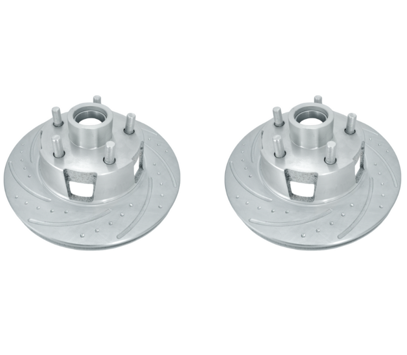 New Performance Front Rotors Dimple Drilled, Slotted and Zinc Plated. (Pair)