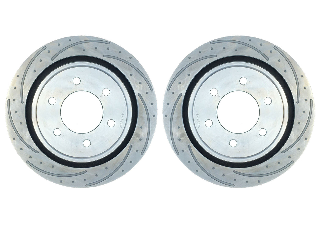 New Performance Rotors- Pair,  Dimple-Drilled, Slotted, Zinc Plated.  23128AB3L/3R
