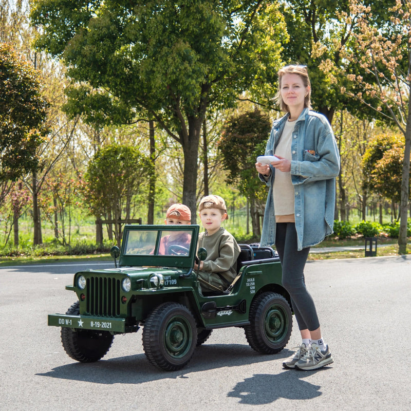 24V Magic Cars Military Willy Jeep 3 Seater Electric Ride on