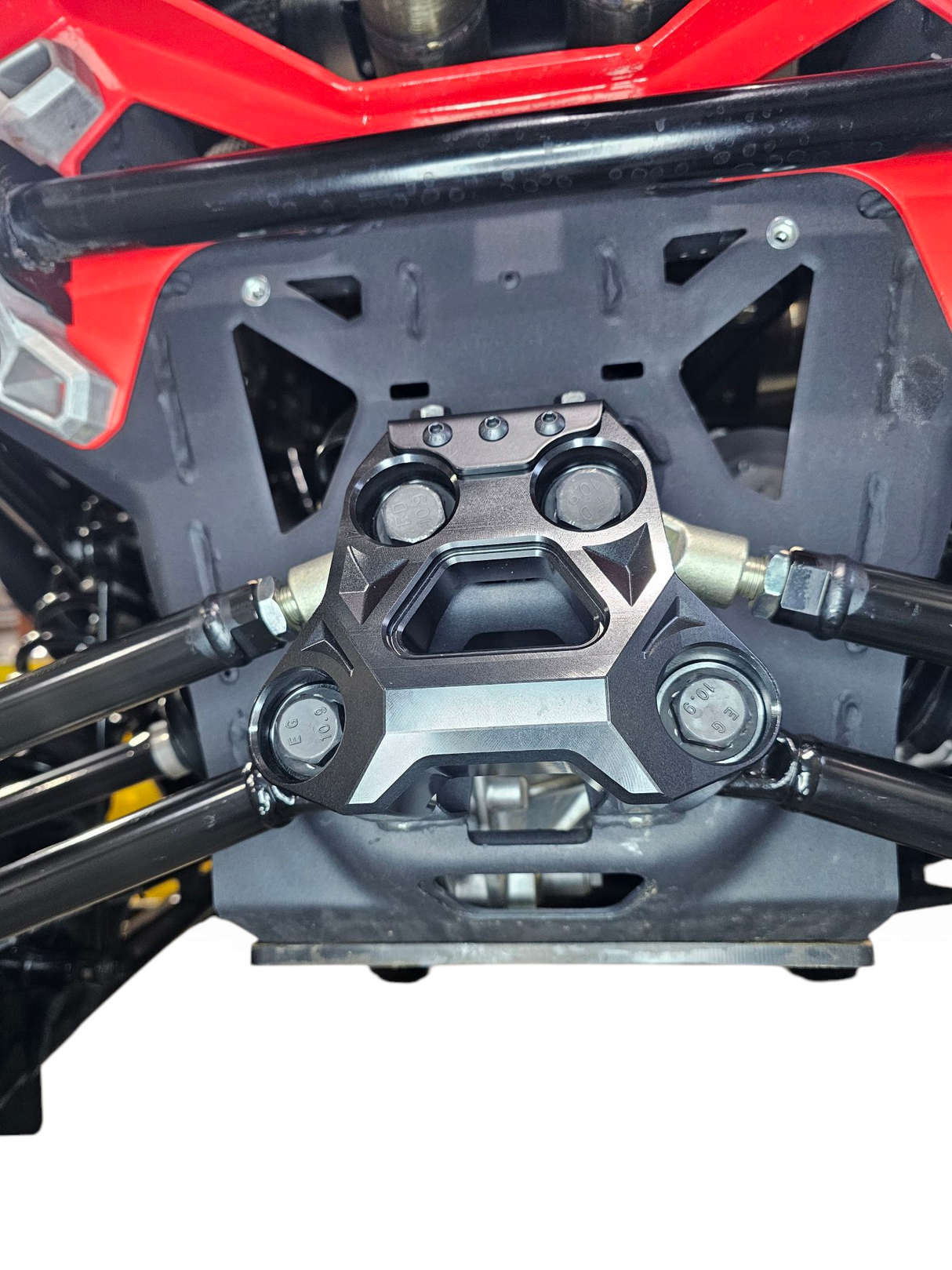 2024+ Can Am Maverick R Billet Radius Rod Plate (Black) www.elektricoffroad.com