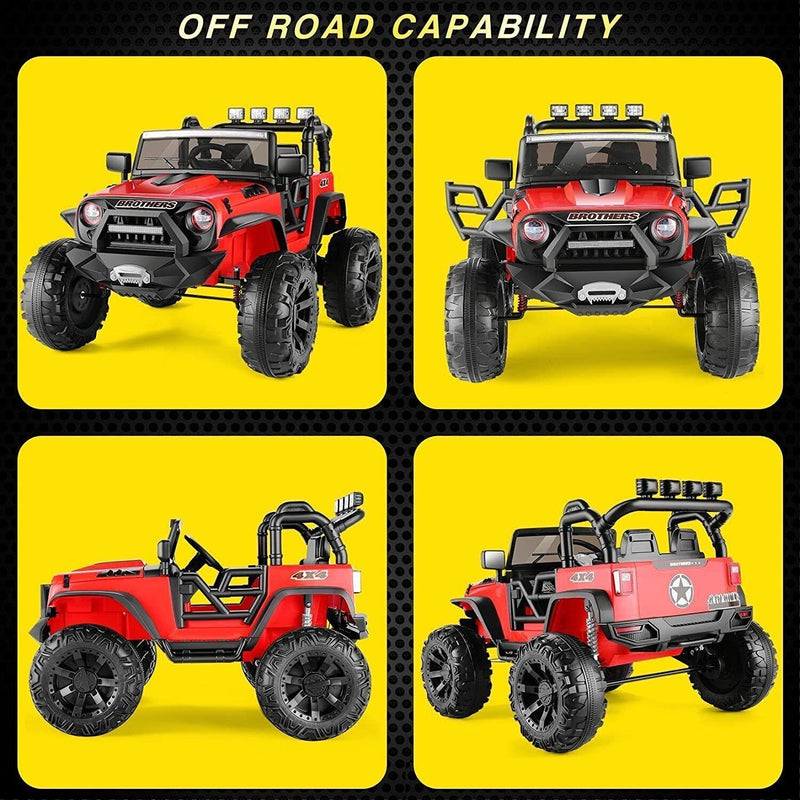 24V/12V Kids Electric Jeep with Remote Control, 3 Speeds, and LED Lights