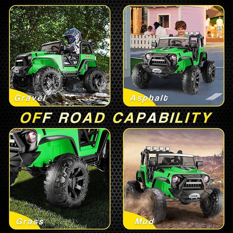 24V/12V Kids Electric Jeep with Remote Control, 3 Speeds, and LED Lights