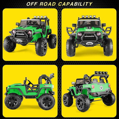 24V/12V Kids Electric Jeep with Remote Control, 3 Speeds, and LED Lights