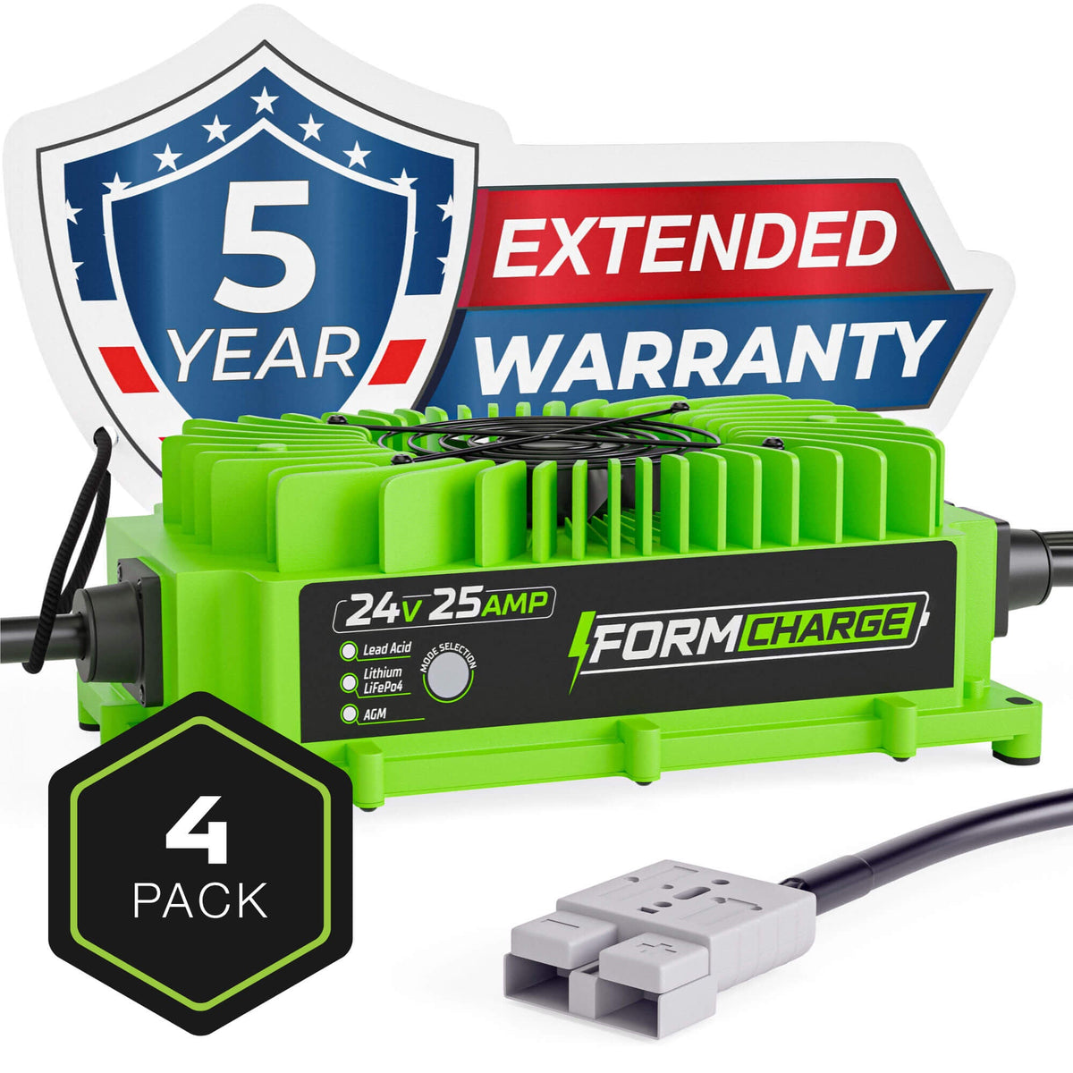 24V 25A Battery Charger - Forklift, Electric Pallet Jack, Floor Scrubber - Lithium, Lead Acid, AGM - SB-50