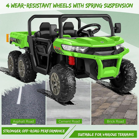 24V 4WD Electric UTV Dump Truck Car for Kids with Dump Bed - 2 Seater Ride-On Toy