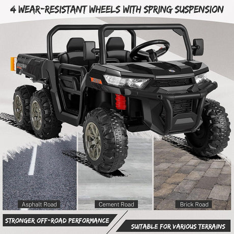 2 Seater 24V Electric Ride-On Car with Dump Bed and 4WD Tractor Trailer
