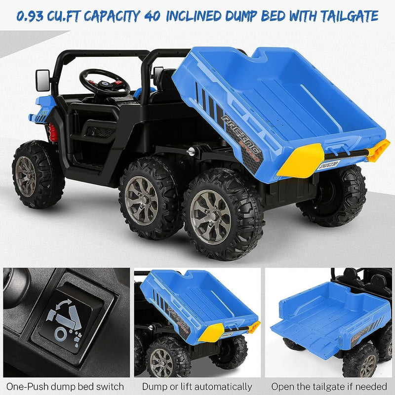 2 Seater 24V Electric Ride-On Car with Dump Bed and 4WD Tractor Trailer