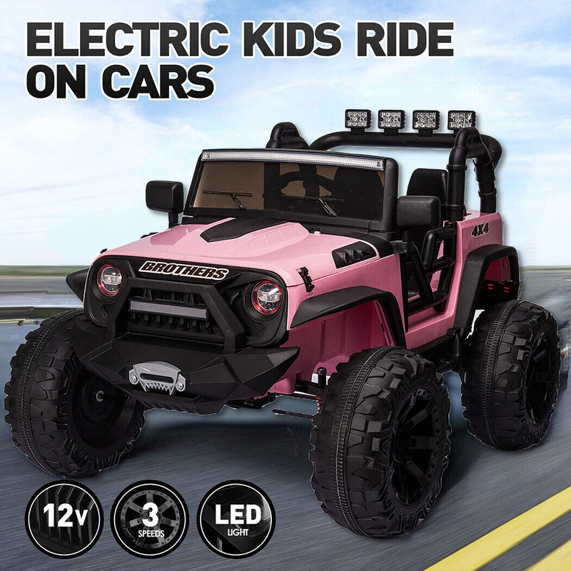 24V Kids Electric Jeep with Remote Control, 3 Speeds, LED Lights, and MP3 Player