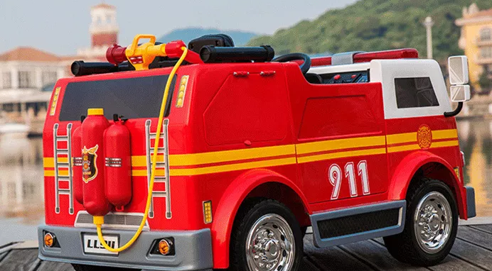 Fire Truck Ride On Toy 2 Seater Red W/Fire Hose Function PA System