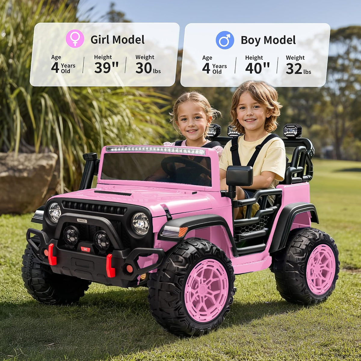 Electric 24V Kids Ride on Truck Car Jeep with MP3 Player, LED Lights, and Remote Control - 2 Seats MagicCars