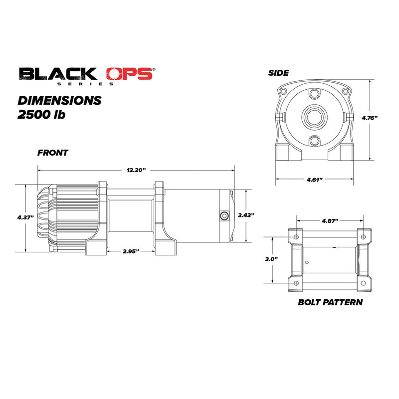 Black Ops 2500 LB. ATV/UTV Winch