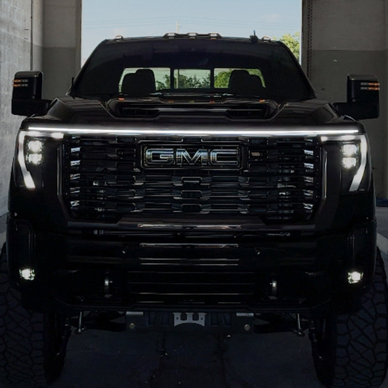 High Power DRL Hood LED Light with Start-up Sequence in White or Amber - Multiple Sizes